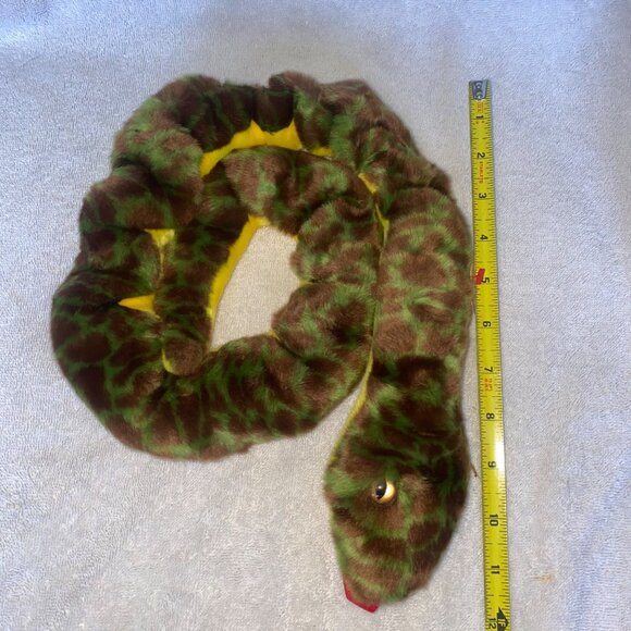 Ty Beanie Buddy Slither Snake Plush Toy 1999 Green & Brown Camo Stuffed Animal - Picture 2 of 11